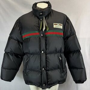 Gucci Black Jacket with Green and Red Accents